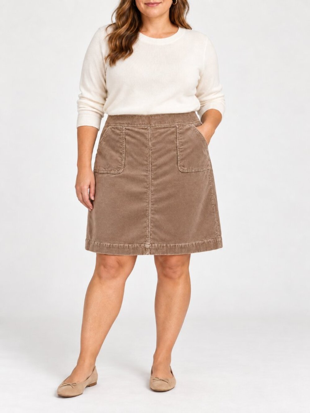 Talbots Women’s Size 16 Tan Corduroy A-Line Mini Skirt with Pockets
